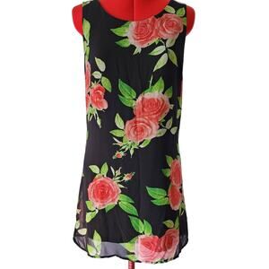 HEARTSOUL Black Floral Tank Dress with Double black Bows Size‎ Large